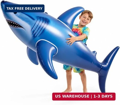 Giant Inflatable Shark Pool Float 75'' - Large Blow-Up Shark Toy for Kids, Teens