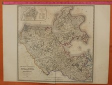 STRALSUND GERMANY 1843 JAMES WYLD OVERSIZE UNUSUAL ANTIQUE COPPER ENGRAVED MAP