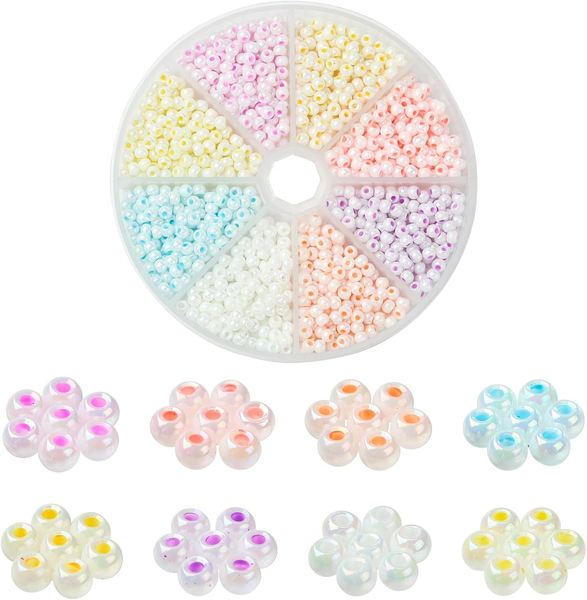 Glasperlen, Ca. 1200 StüCk, 8 Farben, 4 Mm, Runde Glasperlen, Kleine Perlen In P-image