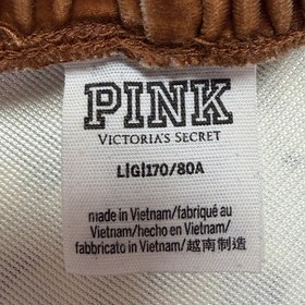 Victoria's Secret PINK Velvet Wide Leg Pants Copper Brown Rhinestone Logo Large