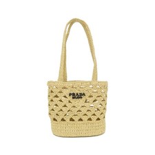 Prada Crochet Handbag Women Beige One Size