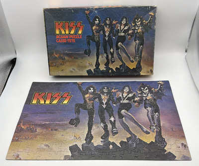 Vintage 1977 KISS Love Gun Destroyer 200pc Puzzle Casse-Tete Complete, Box Wear