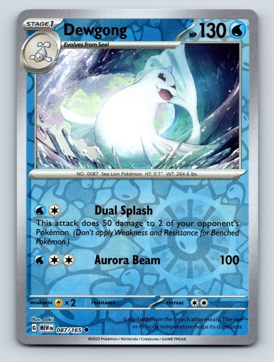 Stage 1 Dewgong HP 130 Dual Splash Aurora Beam Rare Blue Pokémon