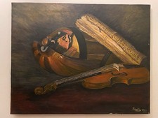 Dipinto Olio su Tela 50 X 62 cm Quadro firmato con data 1973