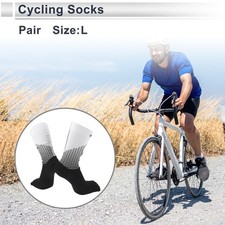 Cycling Socks Sweat-Absorbent Anti-Odor Anti-Friction Size L Black White