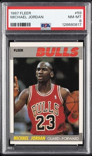 1987 FLEER #59 MICHAEL JORDAN PSA 8