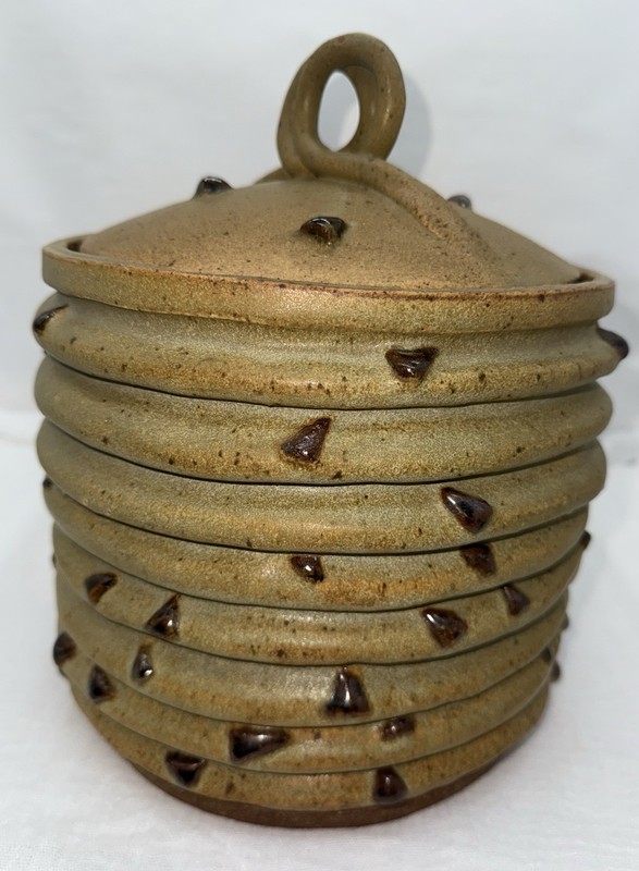 Signed 🍪 HUGE Studio ART Pottery Lidded Jar🍪🍪🍪  Chocolate Chip Cookie Stack