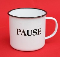 Emaille Tasse 51220 „Pause“ Becher Emailliert 10 Cm Kaffeebecher Kaffeetasse Tee