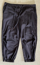 T Tahari 100 Cotton Pants Black Crop Relaxed Drawstring  Elastic W/Button Sz 8
