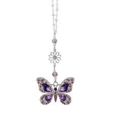 Luneclat Car Mirror Hanging Accessories - Purple Butterfly Crystal Rhinestone...
