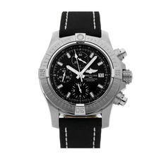 Breitling Avenger Chronograph Steel Auto Black Strap Watch 43mm A13385101B1X2