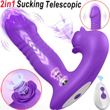 Rose Tongue Licking Sucking Clitoral Vibrator Thrusting Dildo Sex Toys for Women