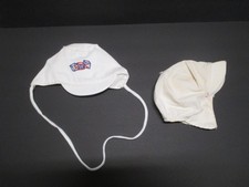 2 VINTAGE INFANT BOYS WHITE BONNETS HATS BONNET HAT SIZE 12  UP
