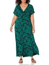 Essentials Green Navy Blue Soft Knit Maxi Dress Size 2X 18 20 Plus Size Summer