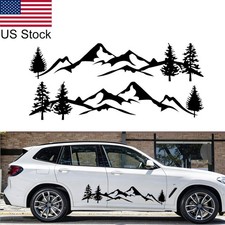 2pcs 78 Black Mountain Tree Forest Car Side Body Door Vinyl Diy Sticker Decal