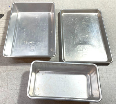 Three Baking Loaf Broiler Pans Sheet MIRRO Aluminum Small