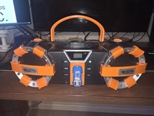 Hot Wheels Boombox Black Orange CD Player AM/FM Radio Aux Input