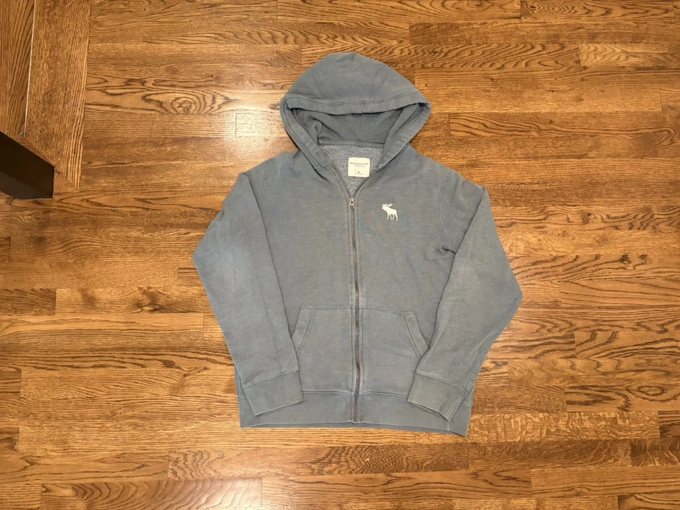 Chaqueta con capucha Abercrombie & Fitch para mujer talla M azul marino cremallera completa Foto 2 de 4