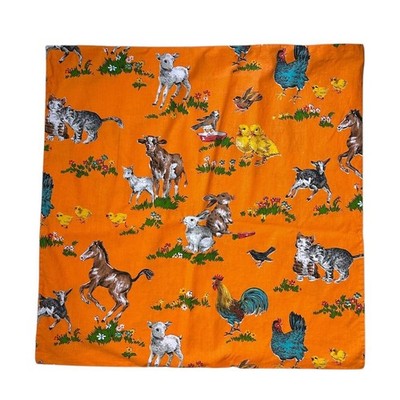 Vintage farm animal print pillow cover horse rabbit goat chicken pattern cute.