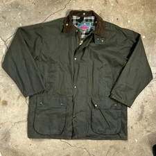Vintage 80s Miller & Simons Waxed Canvas Jacket Coat XL Made in England Green