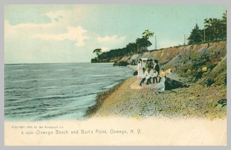Oswego Beach and Burt's Point. Oswego, N.Y. posted postcard c1906