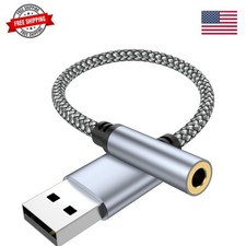 USB to 3.5mm Jack Audio Adapter, USB to Audio Aux Cable External Stereo Sound...