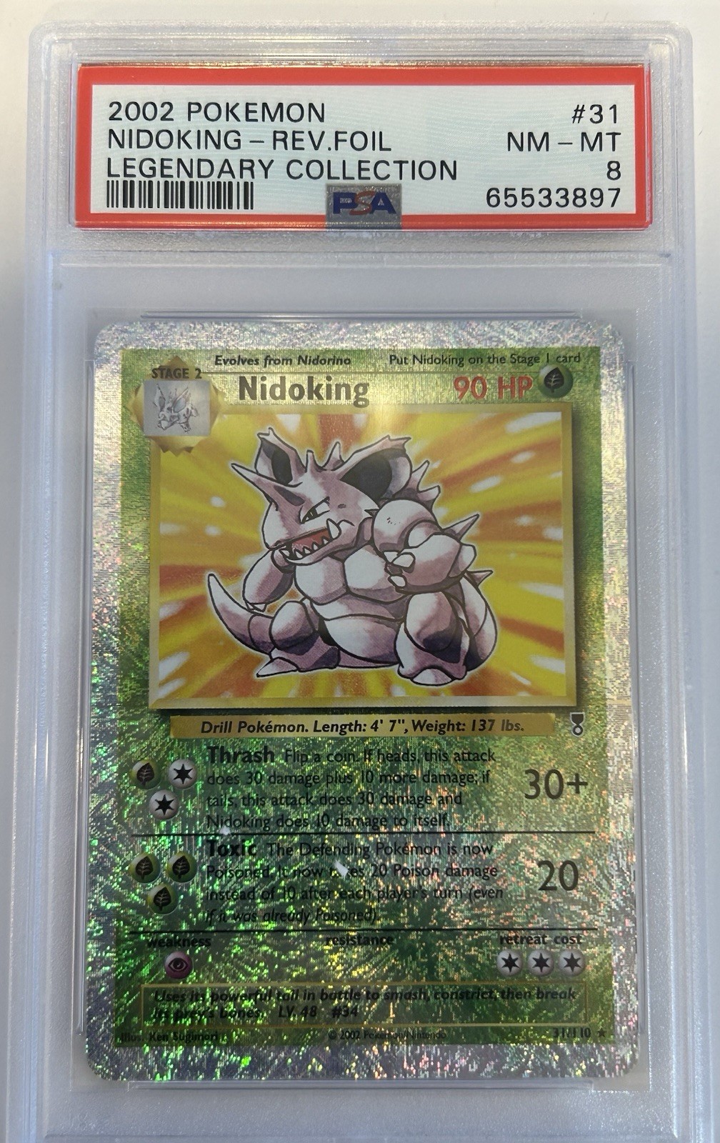 Nidoking Legendary Collection Reverse Foul #31 PSA 8 2002 Pokemon POP 210 31/110