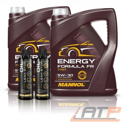 2x 5 L LITER MANNOL ENERGY FORMULA FR 5W-30 MOTORÖL + 2x 250 ml OIL LEAK STOP