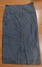 Lauren Jeans Co. Ralph Lauren Vintage Long Denim Jean Maxi Skirt Sz 12 Buttons