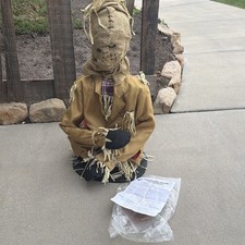 Spirit Gemmy Halloween Lifesize Scarecrow Collapsible Lit Eye Sounds 2006 READ 