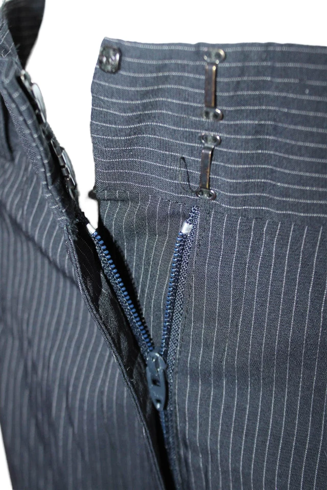 Pantalones de vestir DKNY para mujer con cremallera plana frontal a rayas pierna cónica negros talla 8 Foto 4 de 4