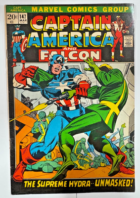 Captain America #147 Falcon Appearance Marvel Comics 1972 Bronze Age