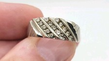 Men's Wedding Ring 10k White Gold Band .5k Diamonds