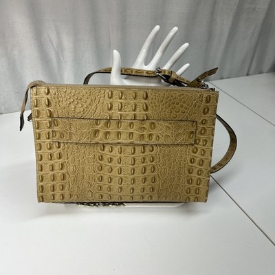 Claudia Firenze Brown Tan Croc Embossed Leather Crossbody Shoulder Bag Italy