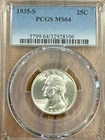 1935-S  Washington Quarter Silver MS-64 PCGS  Blast White