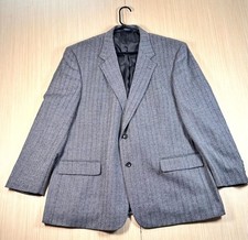 Botany 500 Blazer Jacket Mens 48 Gray Lambswool Herringbone Single Breasted