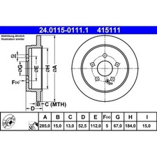 2x ATE 24.0115-0111.1 Bremsscheibe für MERCEDES BENZ M KLASSE W163 2x ATE 24.0115-0111.1 Bremsscheibe für MERCEDES BENZ M KLASSE W163
