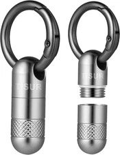 Small Keychain Pill Holder, Titanium Pill Case Waterproof Pill Fob for Travel Pu