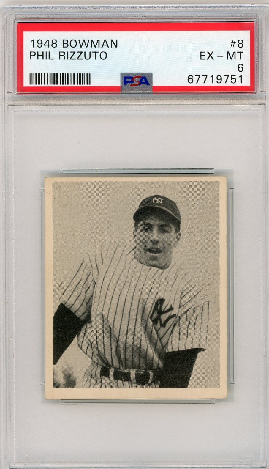 1948 Bowman #8 Phil Rizzuto PSA 6 EX-MT Vintage New York Yankees Short Print