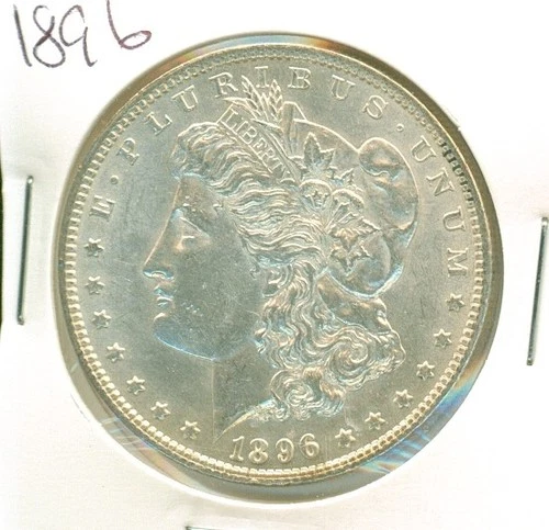 1896 low MS Morgan 90% silver dollar, untoned and well struck