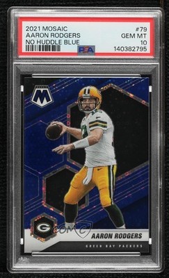 2021 Panini Mosaic No Huddle Blue Mosaic Prizm 73/75 Aaron Rodgers #79 1p0v