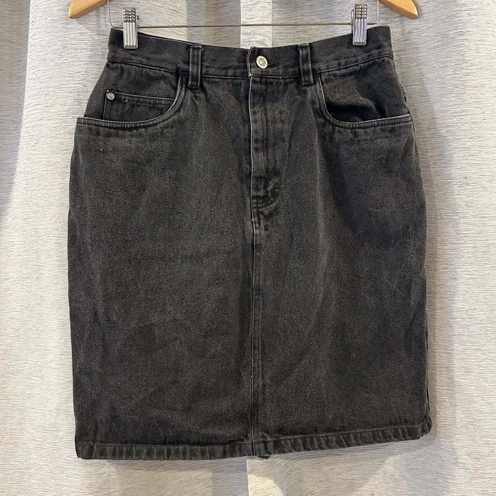 Vintage Gitano Denim Black Pencil Skirt Size 13/14