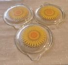 Vintage PYREX Lids Glass Sunflower 470-C   Lot of 3