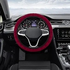 Fuzzy Fluffy Steering Wheel Cover, Comfortable  Warm Anti-Slip Pro Color: Red