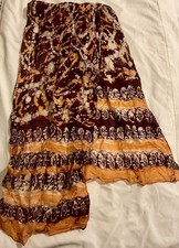 Lightweight, Beautiful Bright Orange, Brown Sari Style Scarf