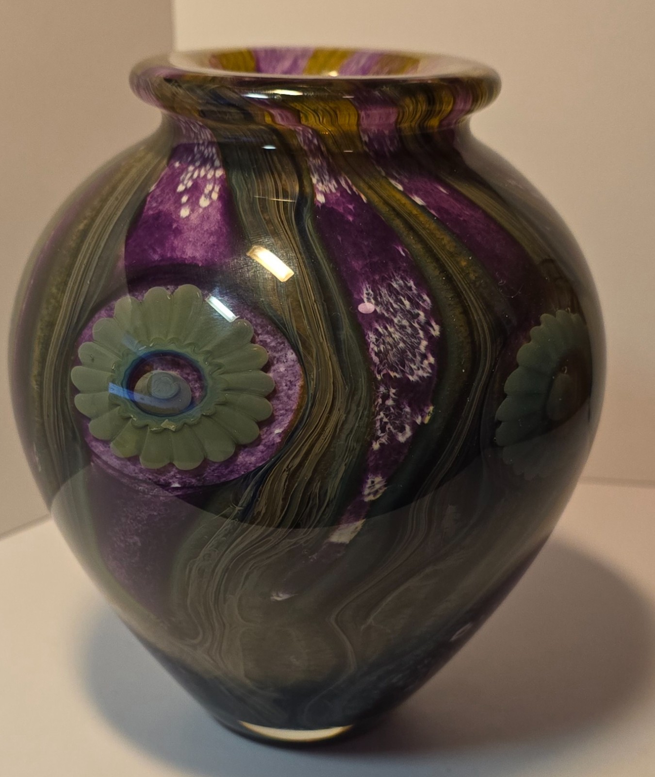 2007 Signed Eickholt Purple Sea Anemone Art Glass Vase