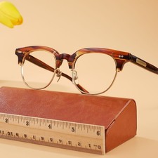 Acetate Large Eyeglass Frame Women Titanium Spectacles Men Eyebrow Retro Glasses