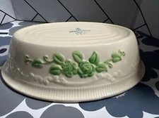 Vintage Homer Laughlin Oven Serve Individual Baker, Embossed Green Floral 8” EUC