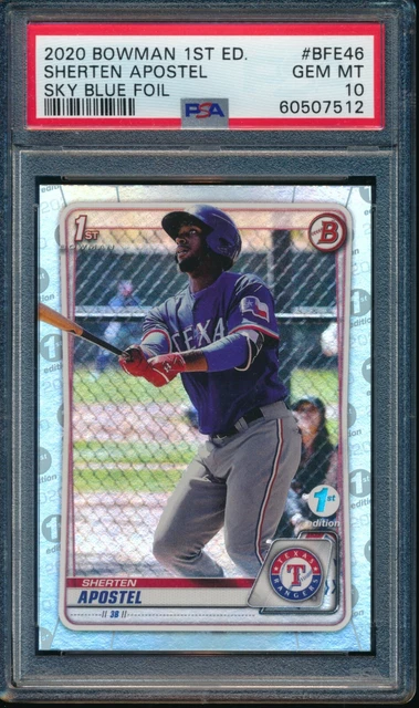 PSA 10 SHERTEN APOSTEL 2020 Bowman 1st Edition SKY BLUE FOIL Rookie RC GEM MINT