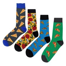 NWT Pizza Dress Socks 4 Pack Novelty Men 8-12 Crazy Fun Sockfly